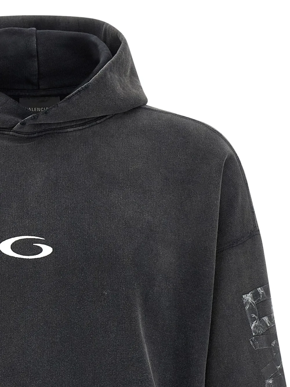 Balenciaga Tape gerafelde hoodie met logodetail Zwart