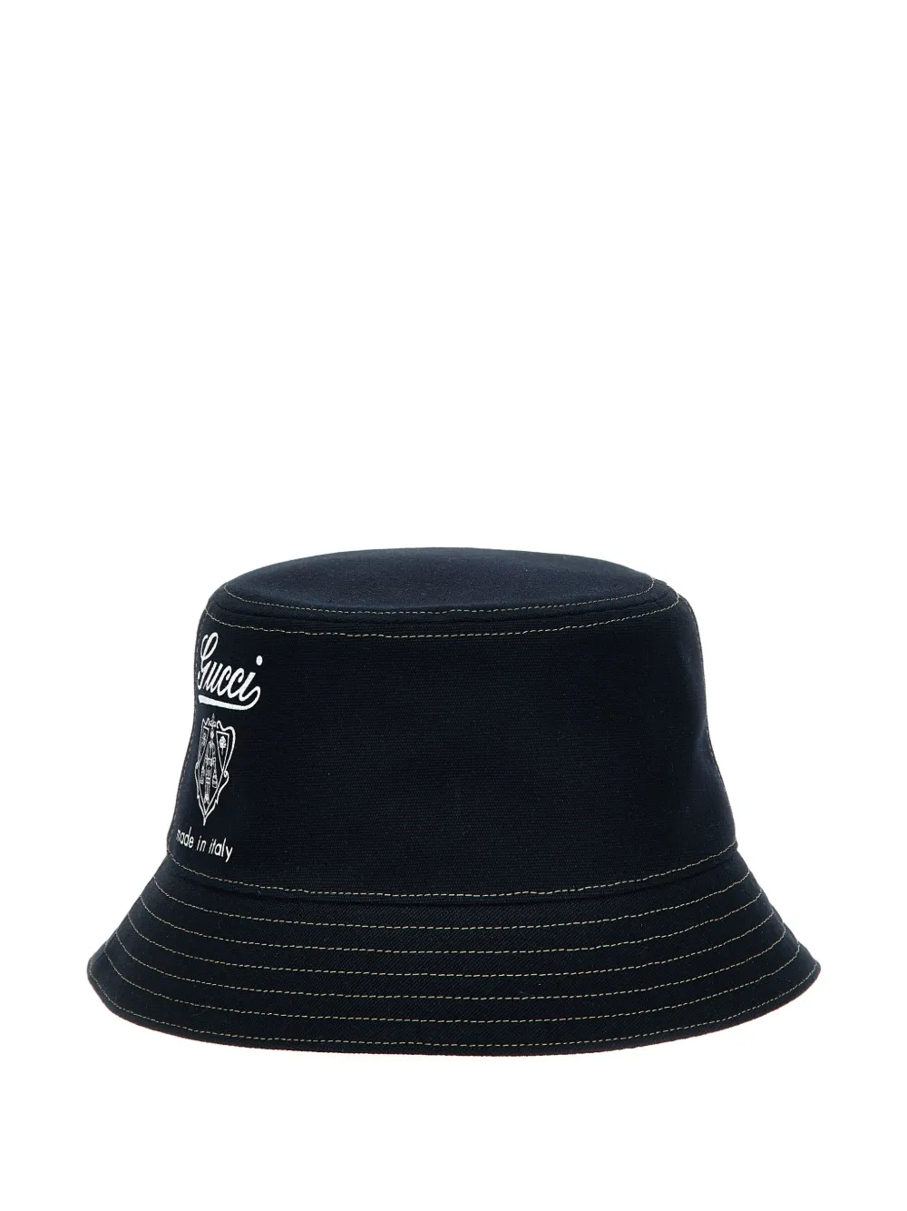Gucci Coat Of Arms Contrast-stitching Bucket Hat In Blue