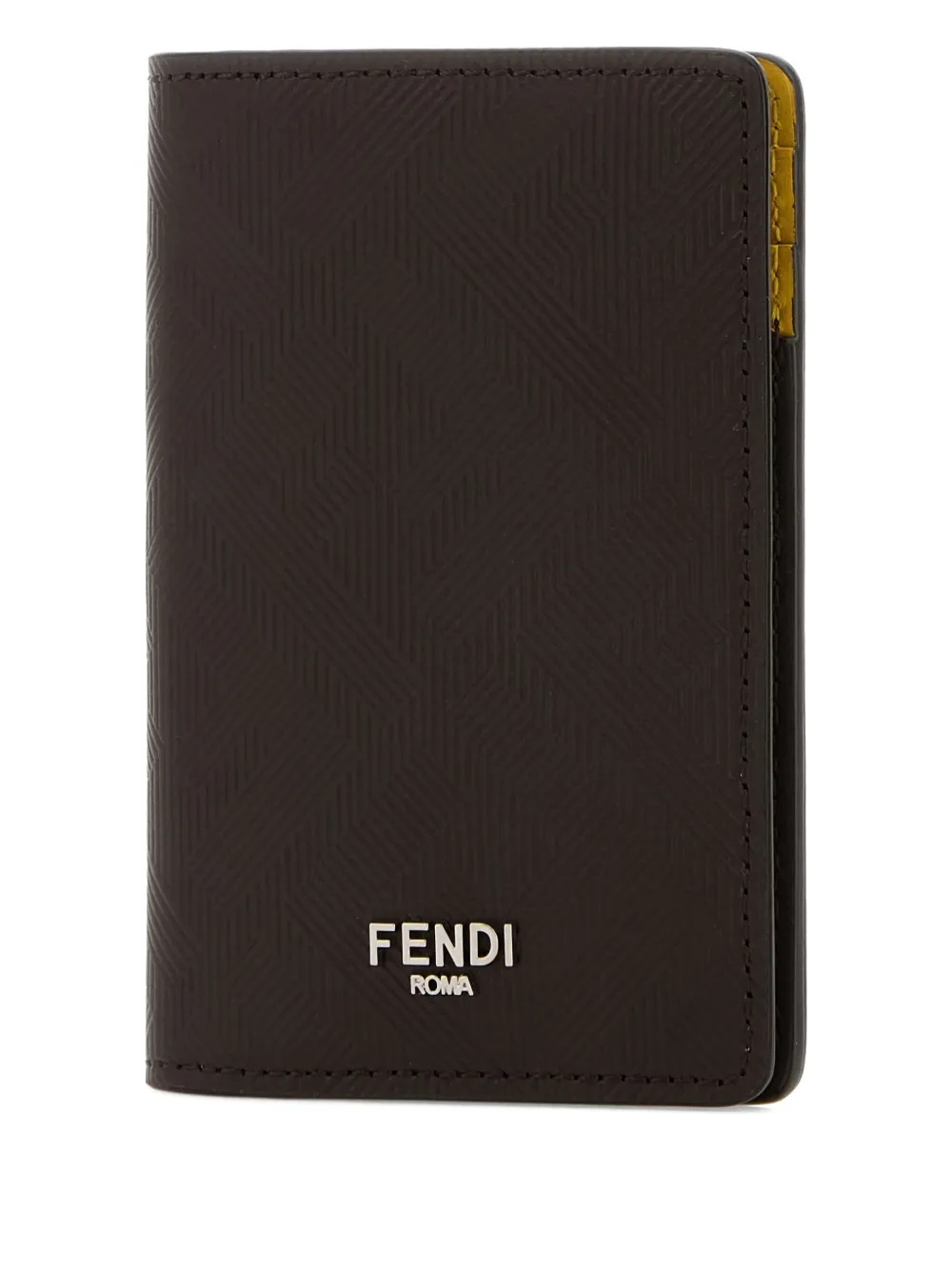  Fendi Shadow Leather Card Holder - Brown 