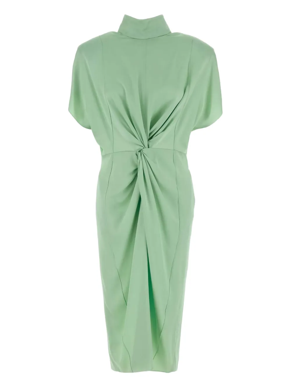 Stella Mccartney Cap-sleeve Halterneck Twist Midi Dress In Green