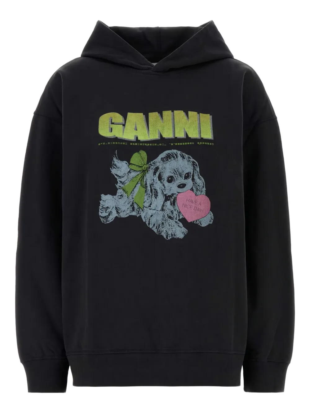GANNI graphic cotton sweatshirt | Black | Image 1