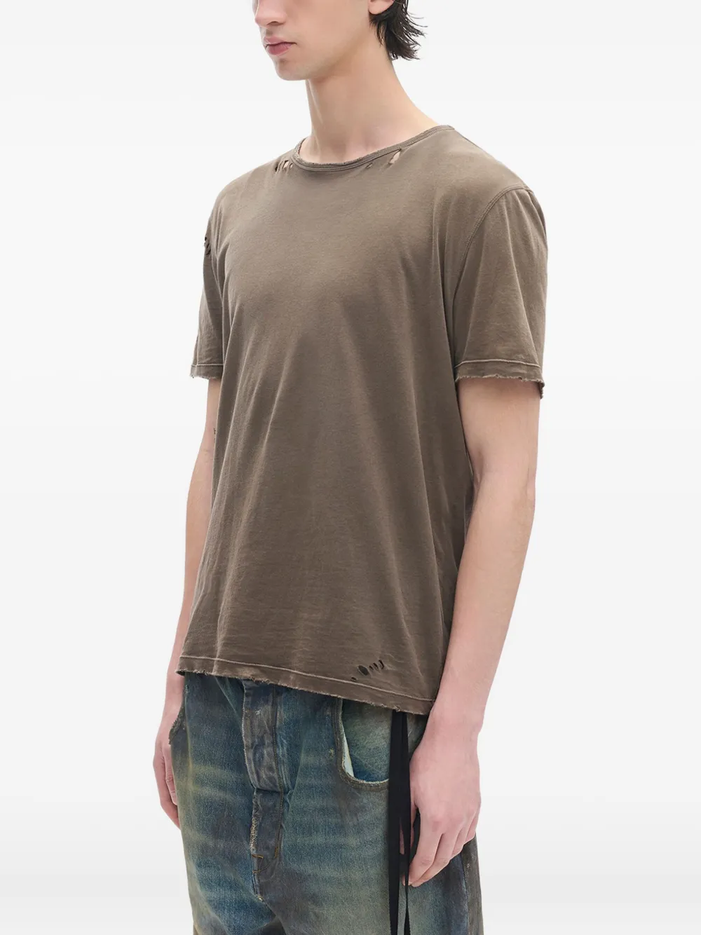 Ann Demeulemeester Baptist Distressed T-shirt In Brown
