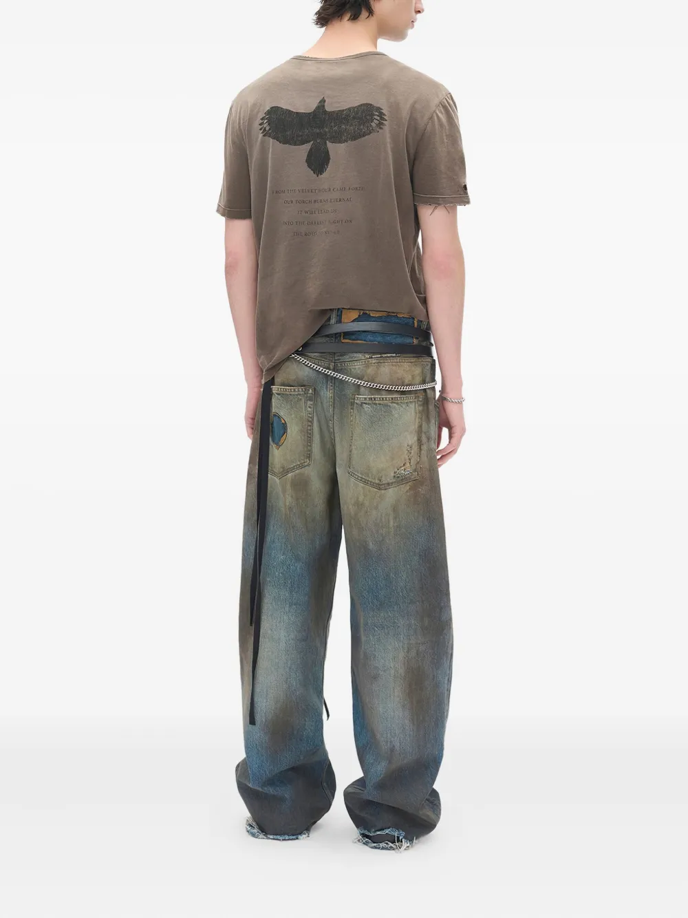 Ann Demeulemeester Baptist Distressed T-shirt In Brown