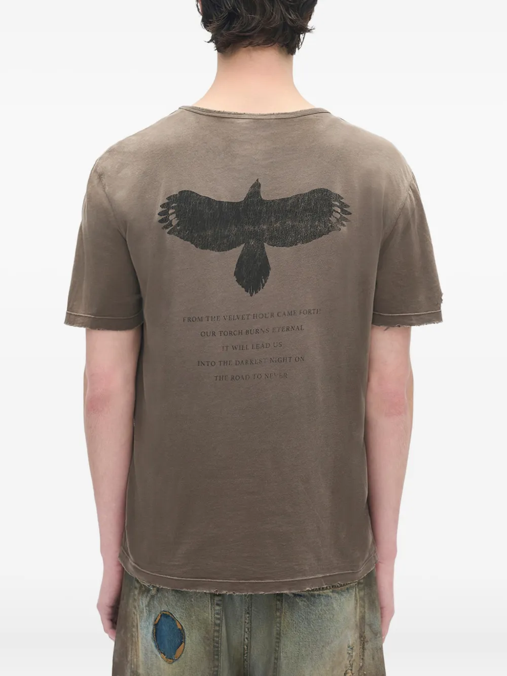 Ann Demeulemeester Baptist Distressed T-shirt In Brown