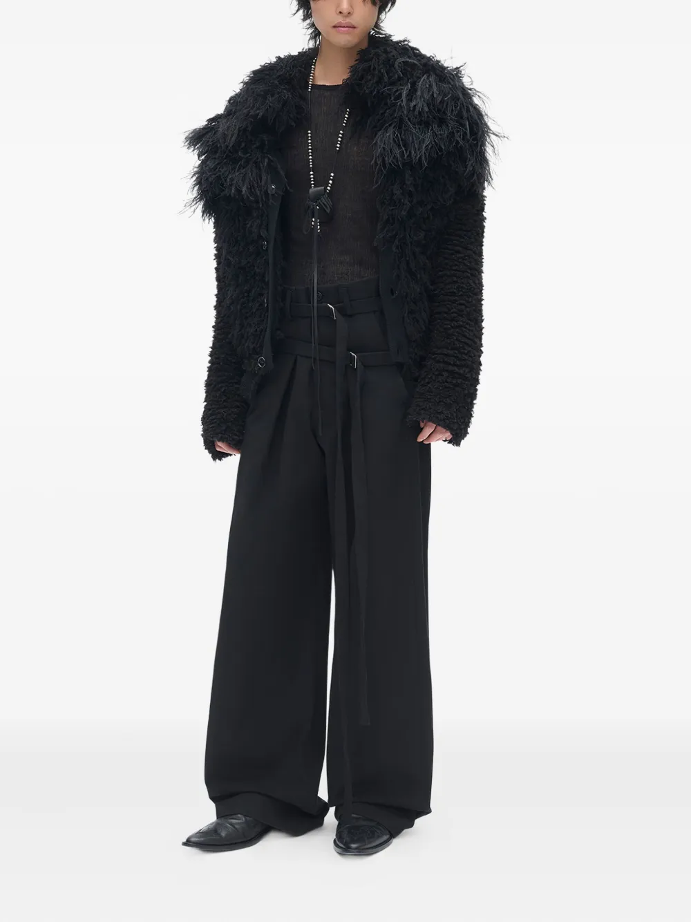 Ann Demeulemeester Here Cropped Knitted Cardigan In Multi