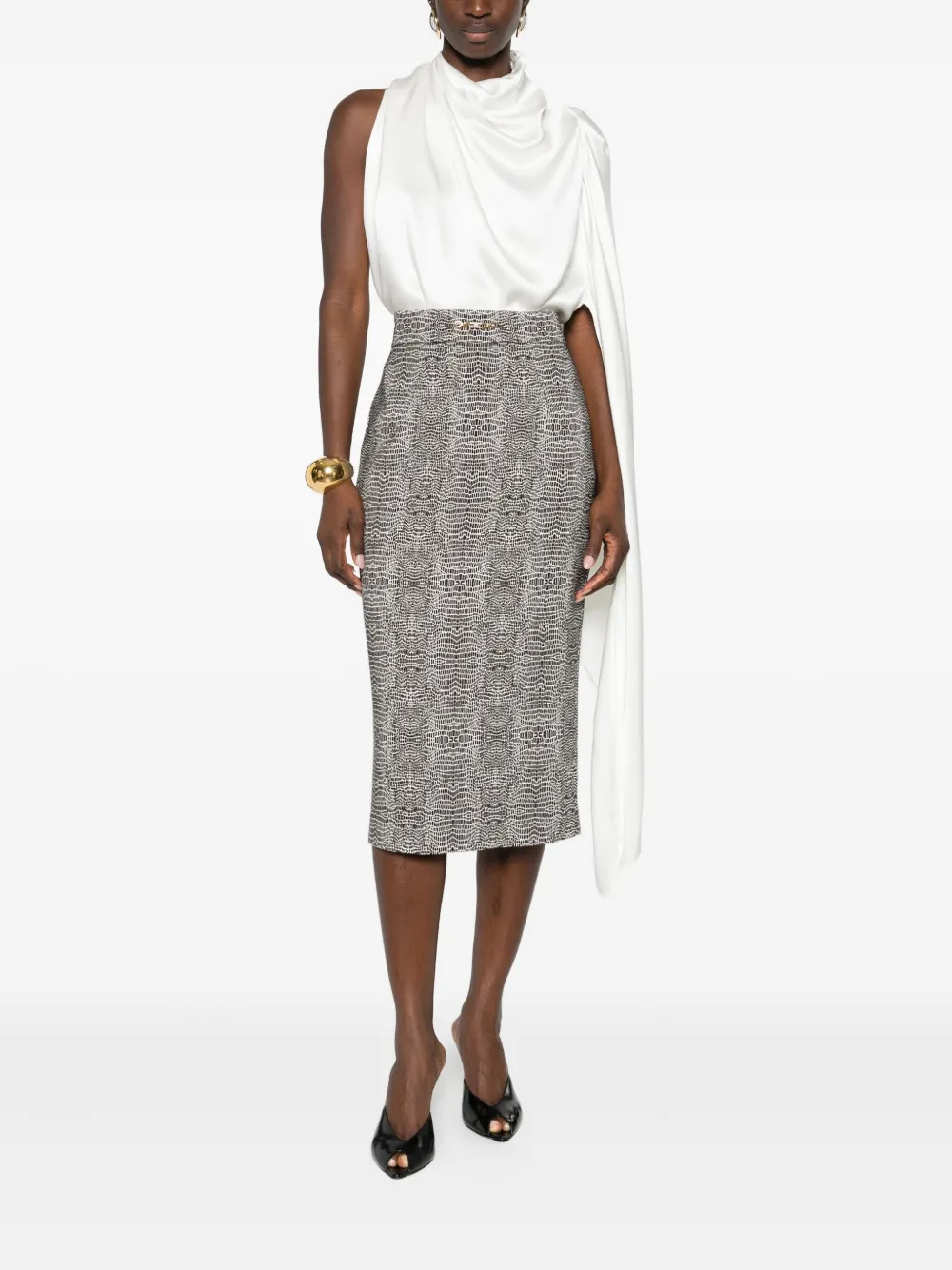 Elisabetta Franchi Python-print Skirt In Gray
