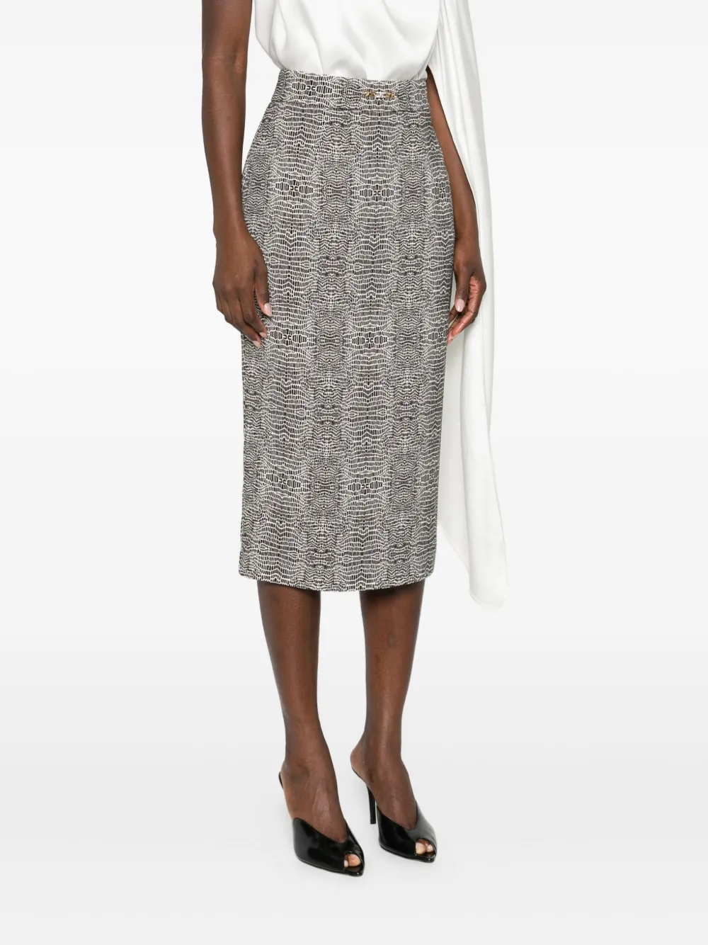 Elisabetta Franchi Python-print Skirt In Gray