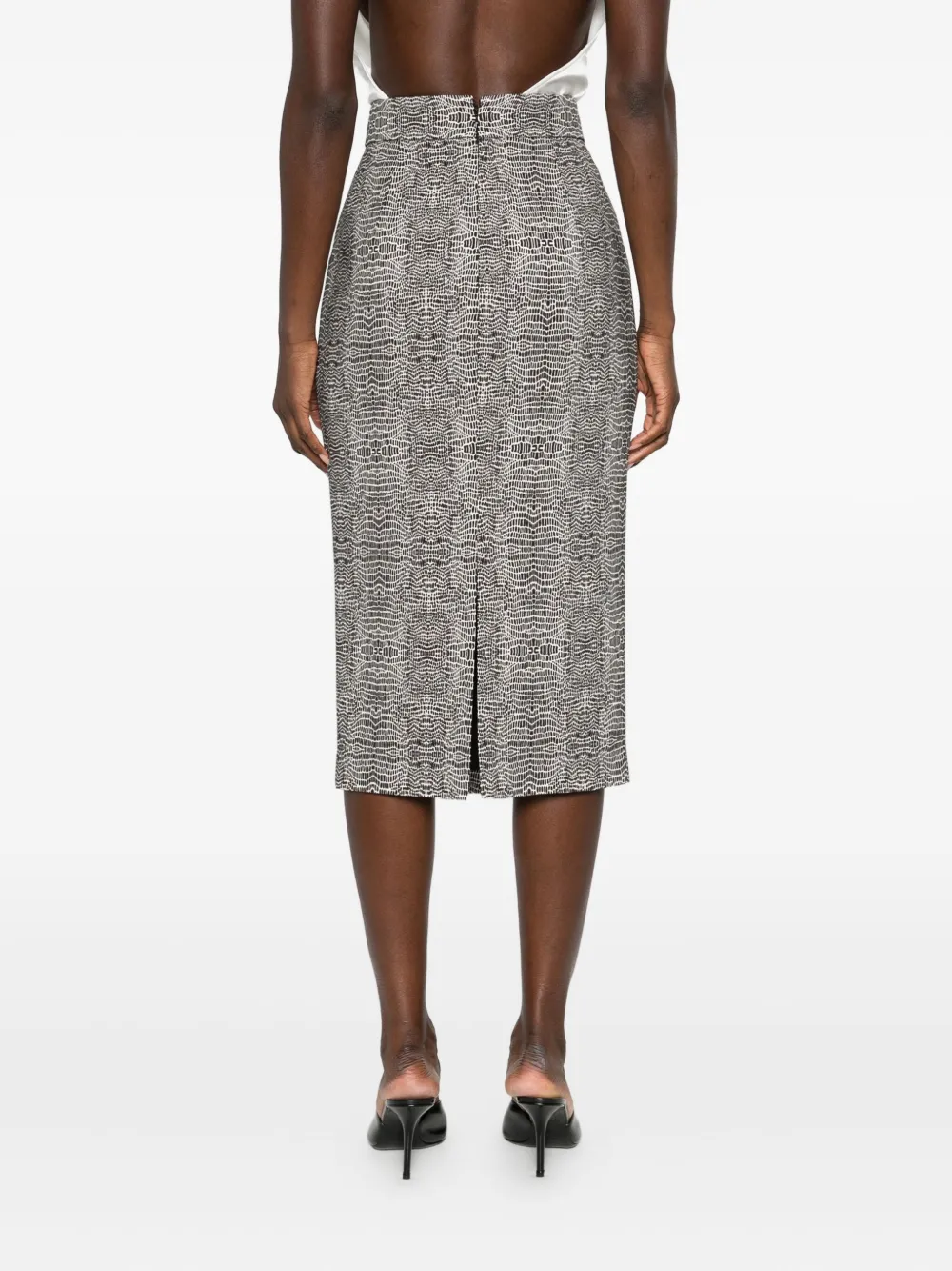 Elisabetta Franchi Python-print Skirt In Gray