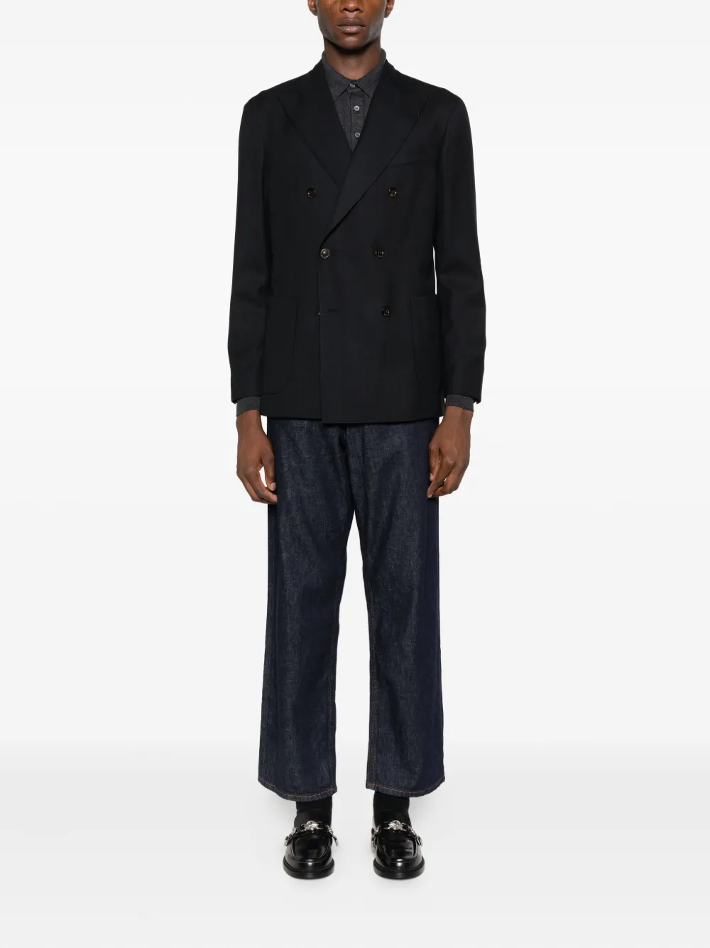 Tagliatore ribbed buttoned polo shirt - Grijs