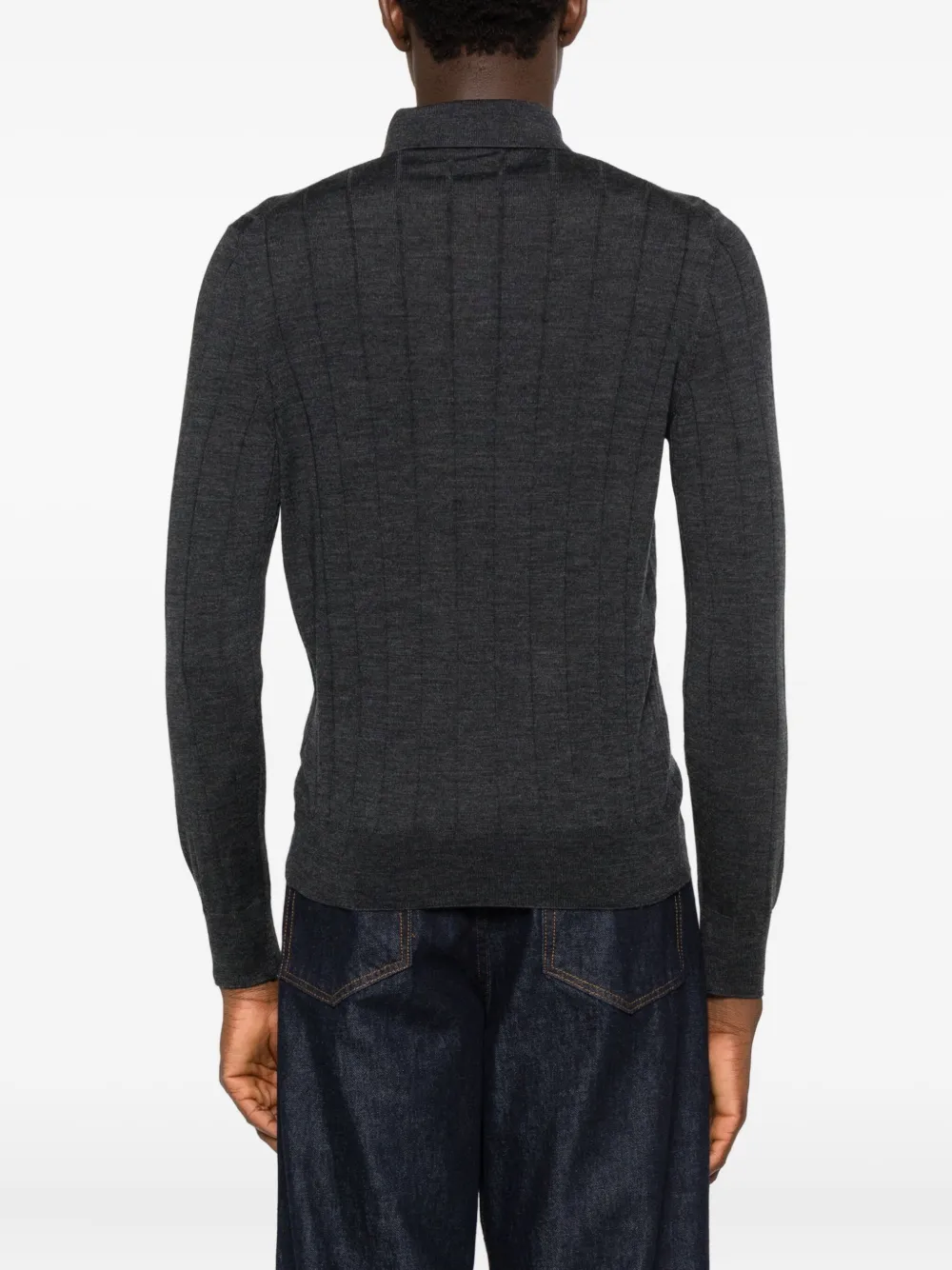 Tagliatore Geribbeld poloshirt met knopen Grijs