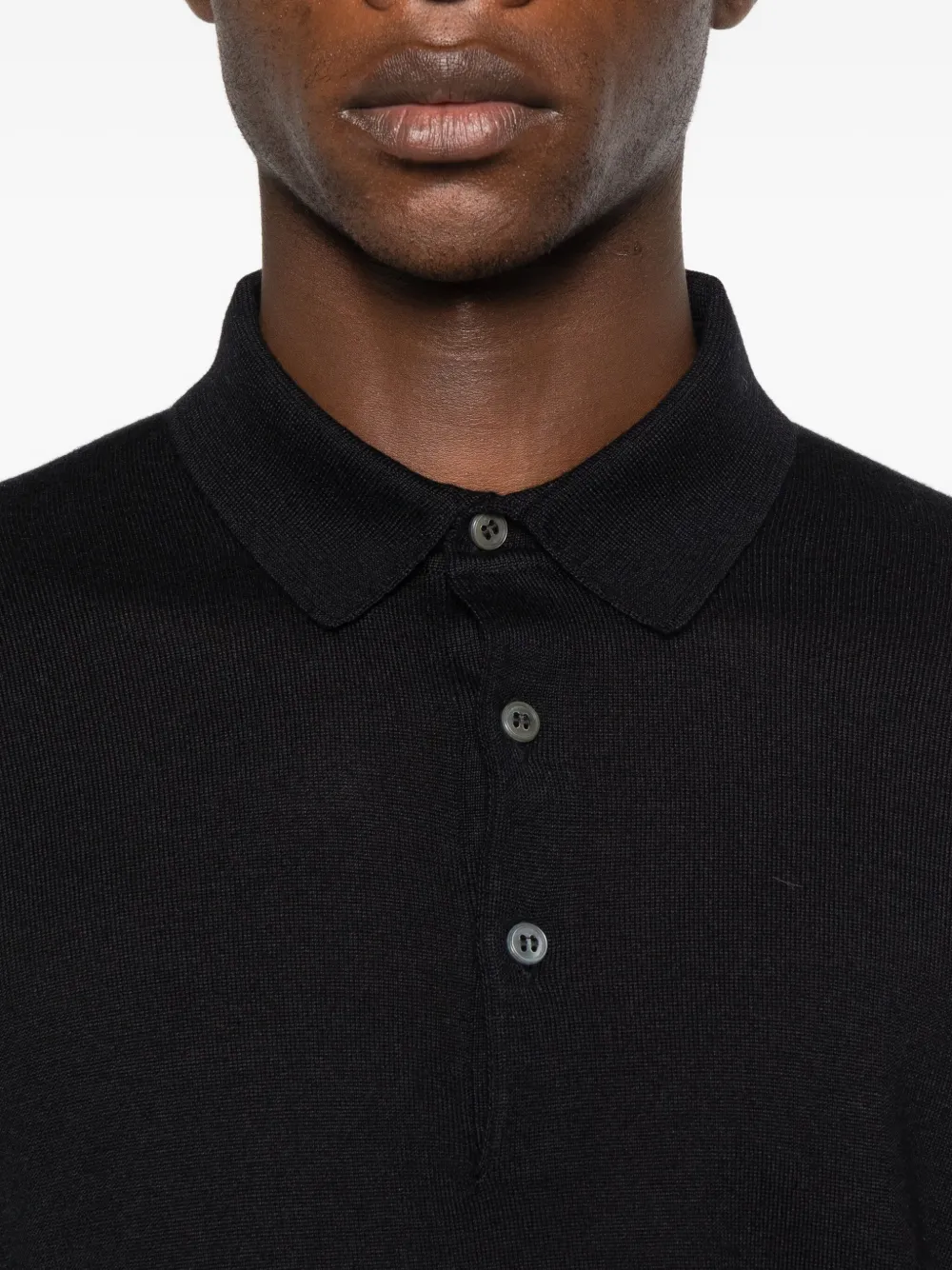 Tagliatore Poloshirt met lange mouwen Zwart