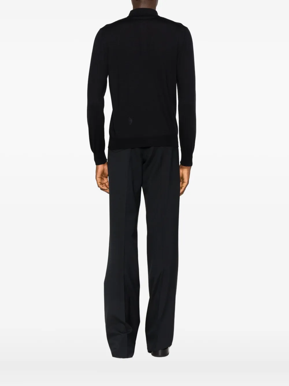 Tagliatore Poloshirt met lange mouwen Zwart