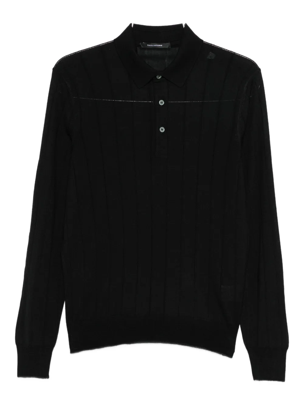 Tagliatore buttoned ribbed polo shirt | Black | Image 1