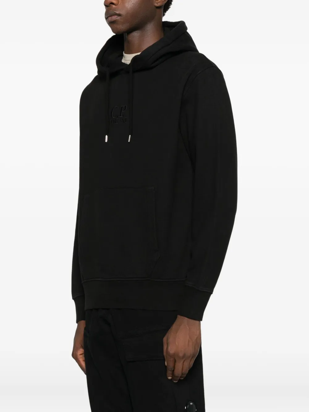C.P. Company Hoodie met geborduurd logo Zwart