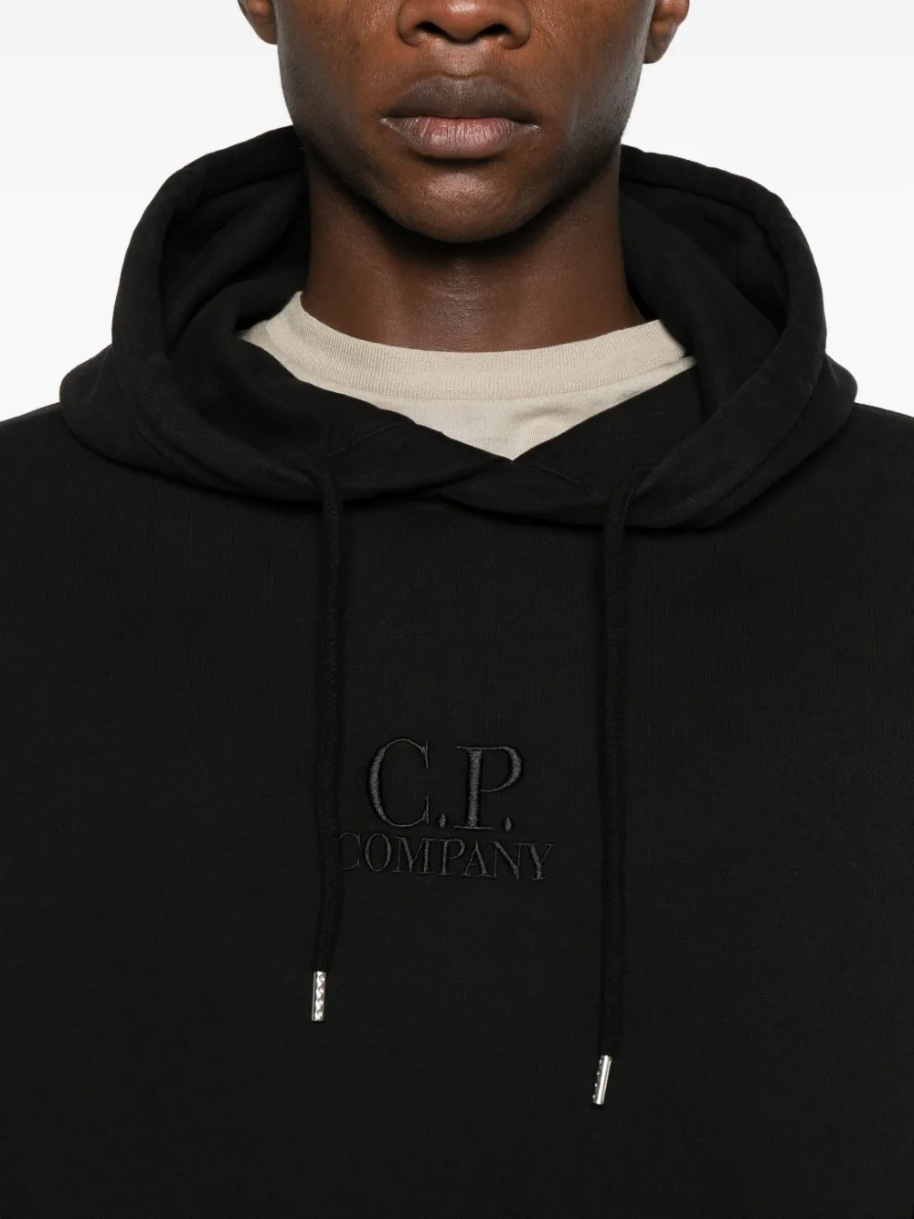 C.P. Company Hoodie met geborduurd logo Zwart
