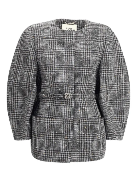 FENDI check belted jacket