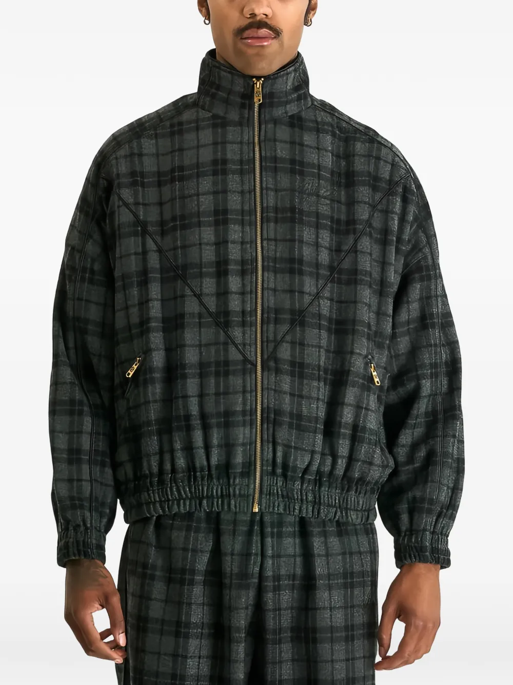 Willy Chavarria plaid zip-up jacket | Grey | Image 1