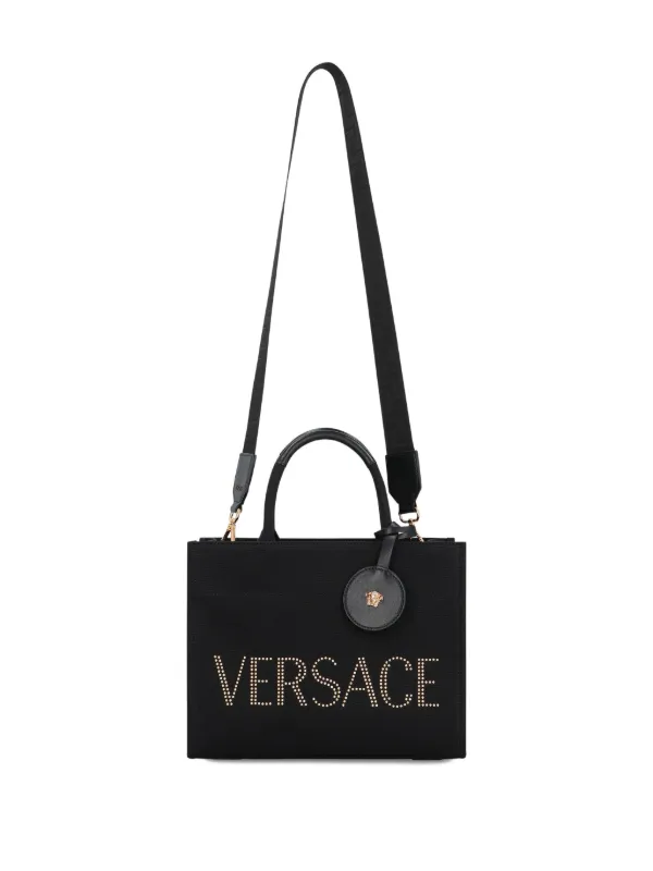 Versace スタッズロゴ ハンドバッグ | ブラック | FARFETCH JP