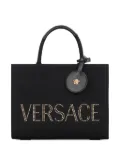 Versace studded logo canvas tote bag - Black