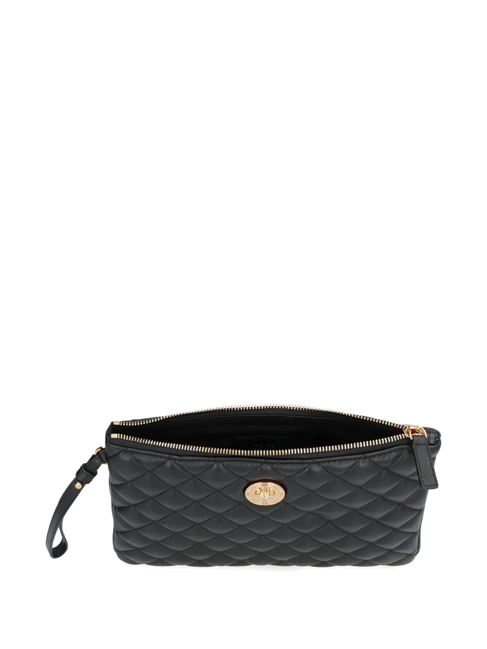 Versace Gewatteerde leren clutch met logo Zwart