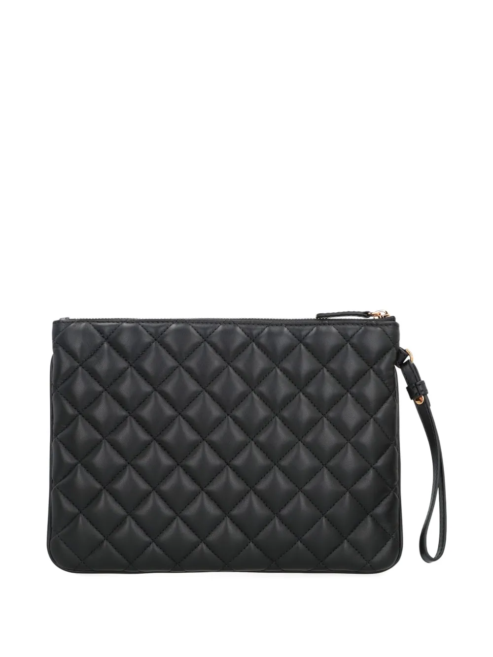 Versace Gewatteerde leren clutch met logo - Zwart