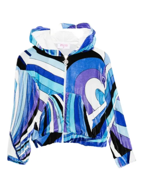 PUCCI Junior hooded wave-pattern hoodie 