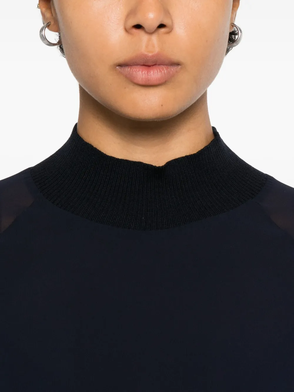 Peserico Geribbelde top met hoge hals Blauw