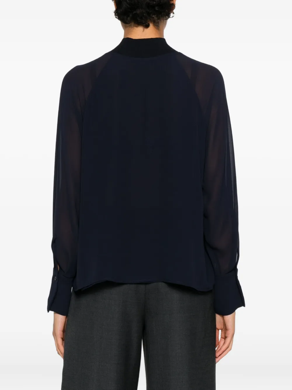 Peserico Geribbelde top met hoge hals Blauw