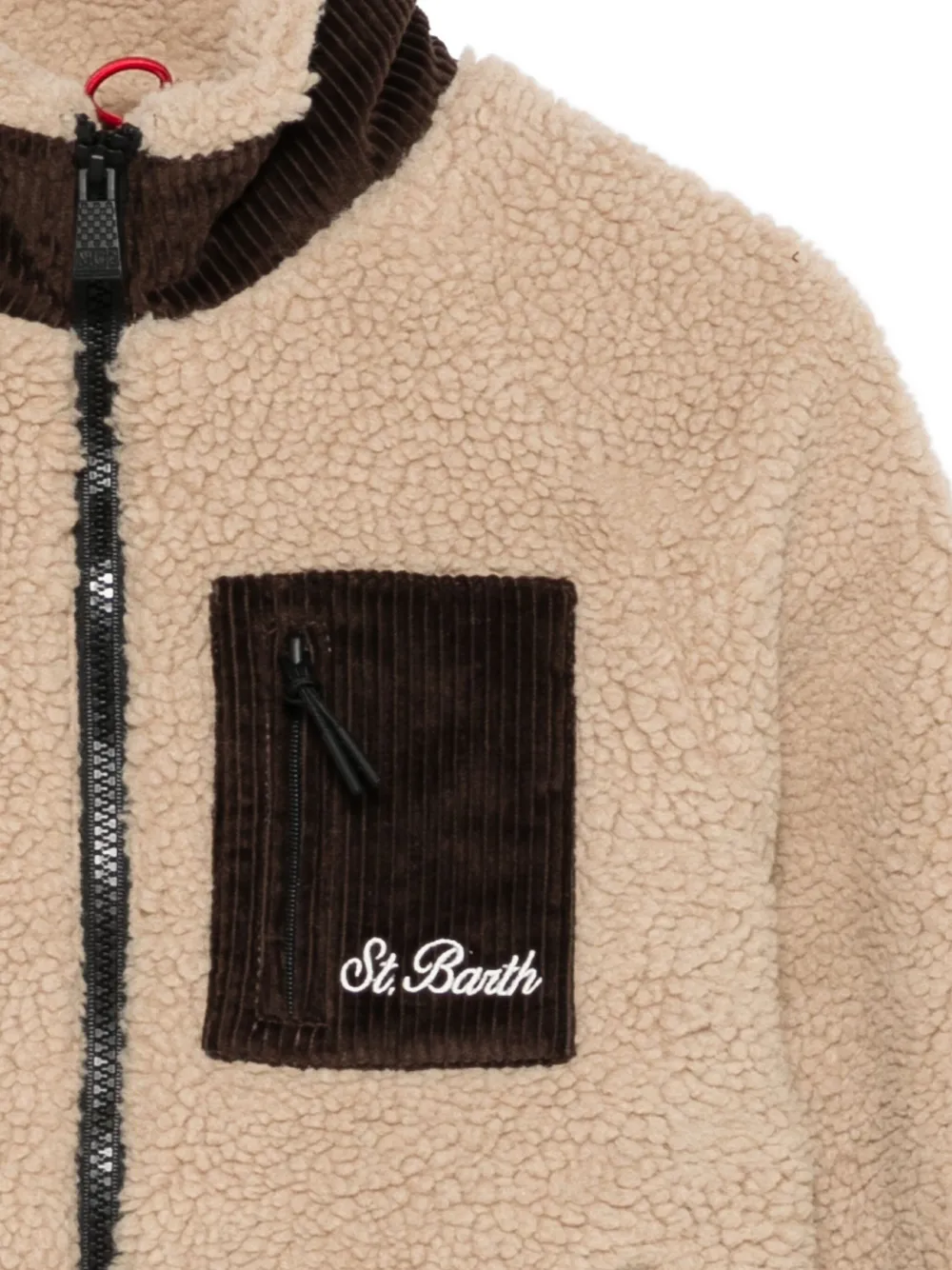 Mc2 Saint Barth Fleece-texture Zip-pocket Jacket In Neutral