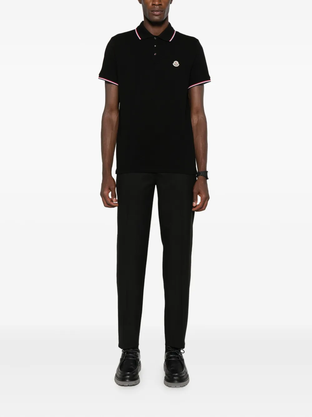Moncler logo-patch polo shirt - Zwart