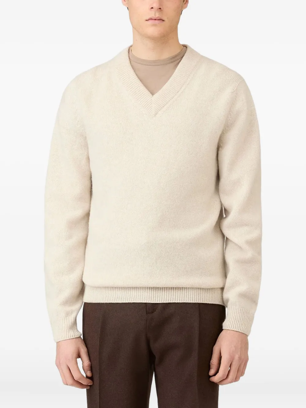 Sunspel wool V-neck sweater - Beige