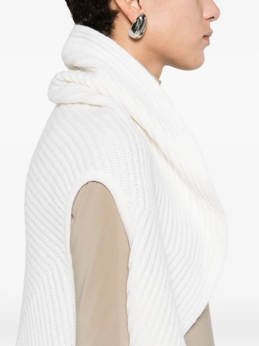 Marccain Ruffled Cardigan In White