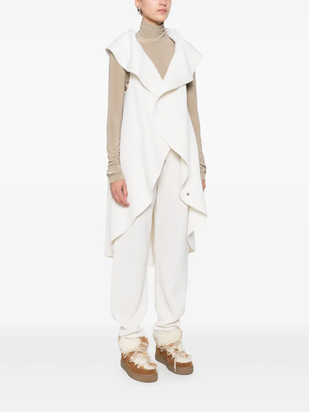 Marccain Ruffled Cardigan In White
