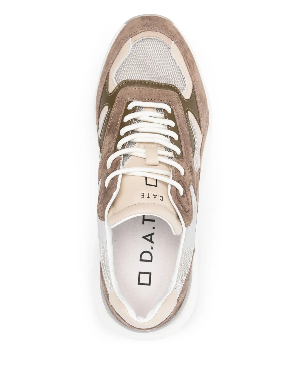 D.A.T.E. Sneakers met mesh vlakken Beige