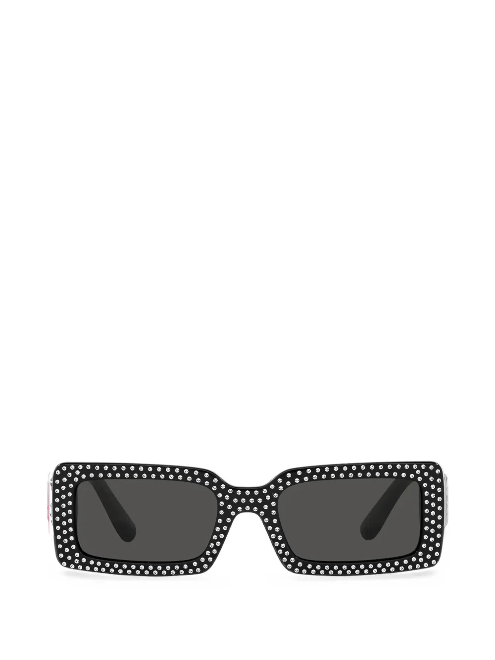 Dolce & Gabbana crystal-embellished rectangle-frame sunglasses - Nero