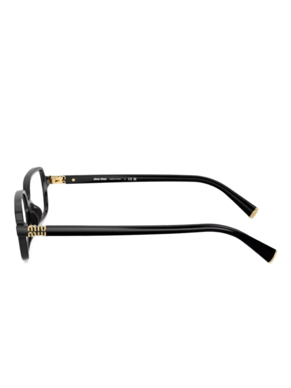 Miu Eyewear Bril met rechthoekig montuur en logo Zwart
