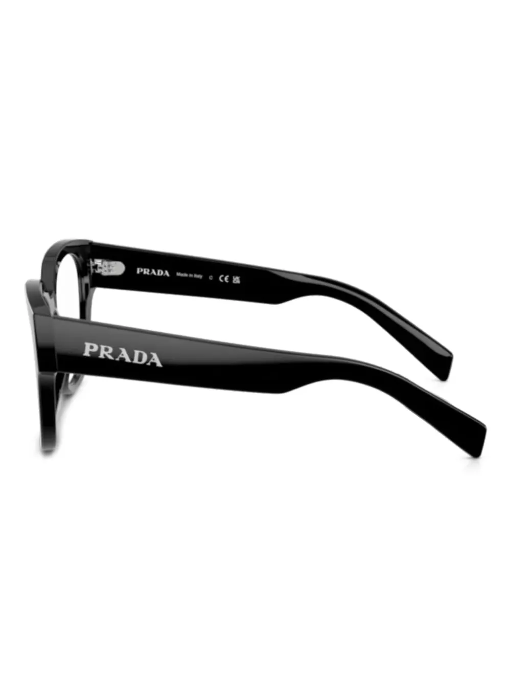 Prada Eyewear Bril met rond montuur en logo Zwart