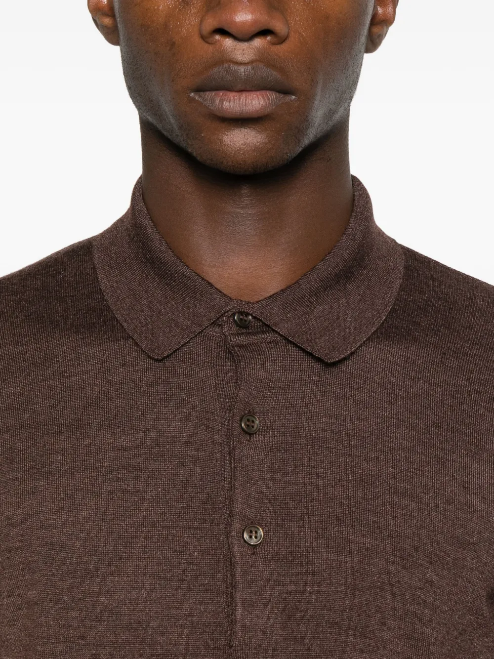 Tagliatore Poloshirt met knopen en lange mouwen BROWN