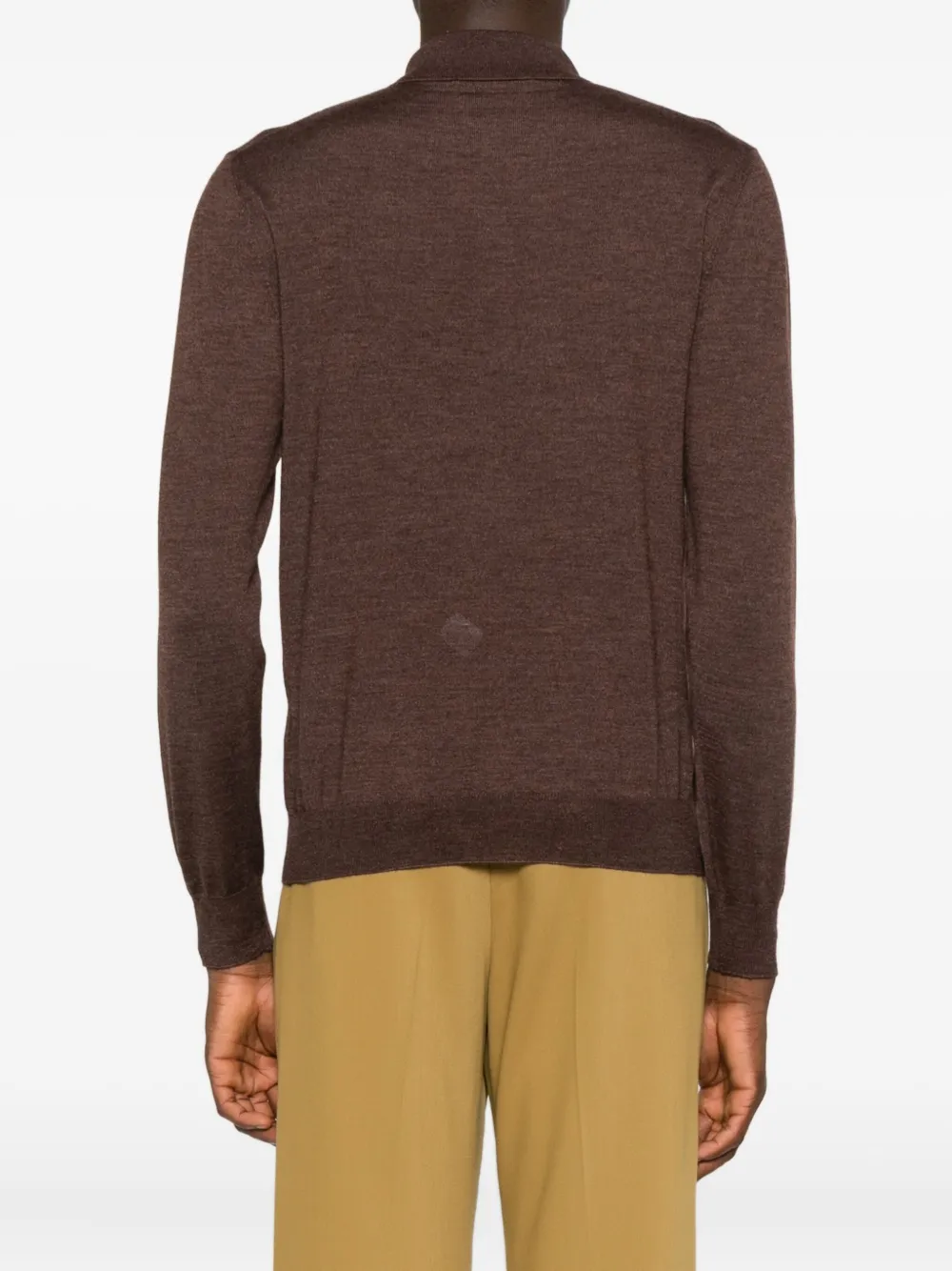 Tagliatore Poloshirt met knopen en lange mouwen BROWN