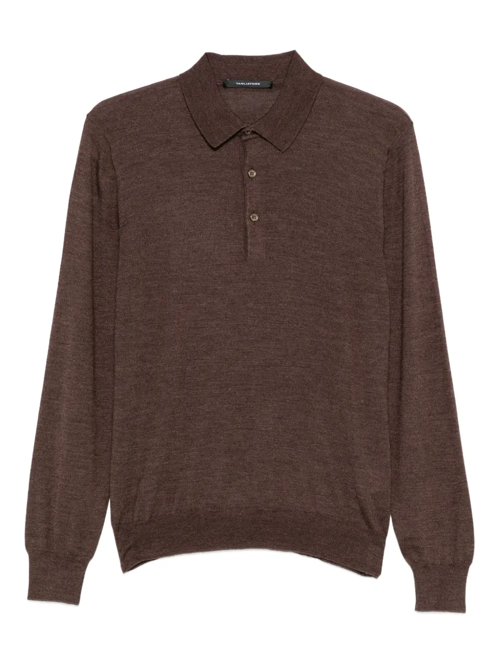 Tagliatore buttoned long-sleeve polo shirt - BROWN