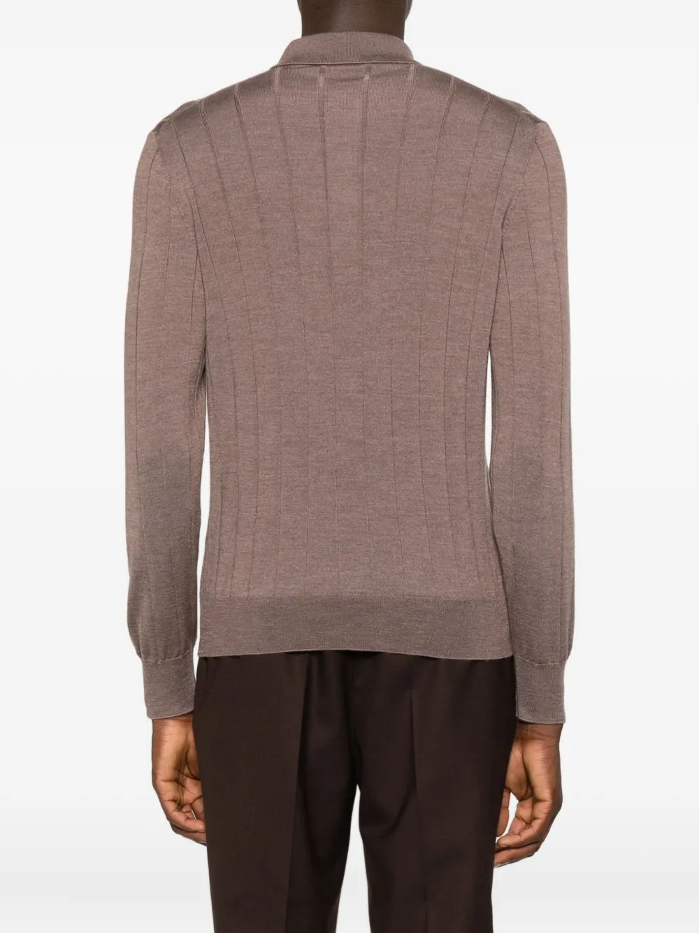 Tagliatore Geribbeld poloshirt met knopenbies Bruin