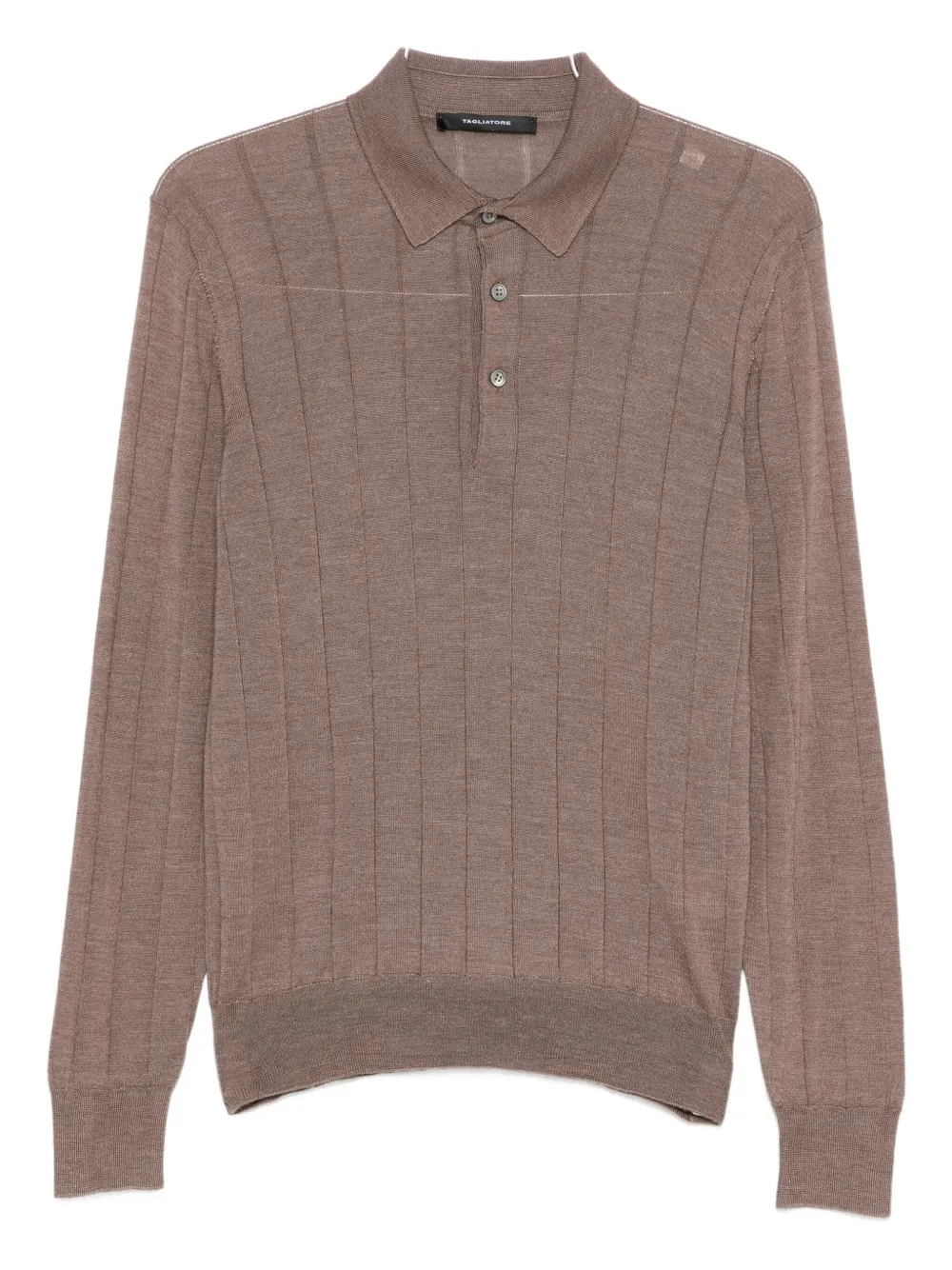 Tagliatore button-placket ribbed polo shirt | Brown | Image 1