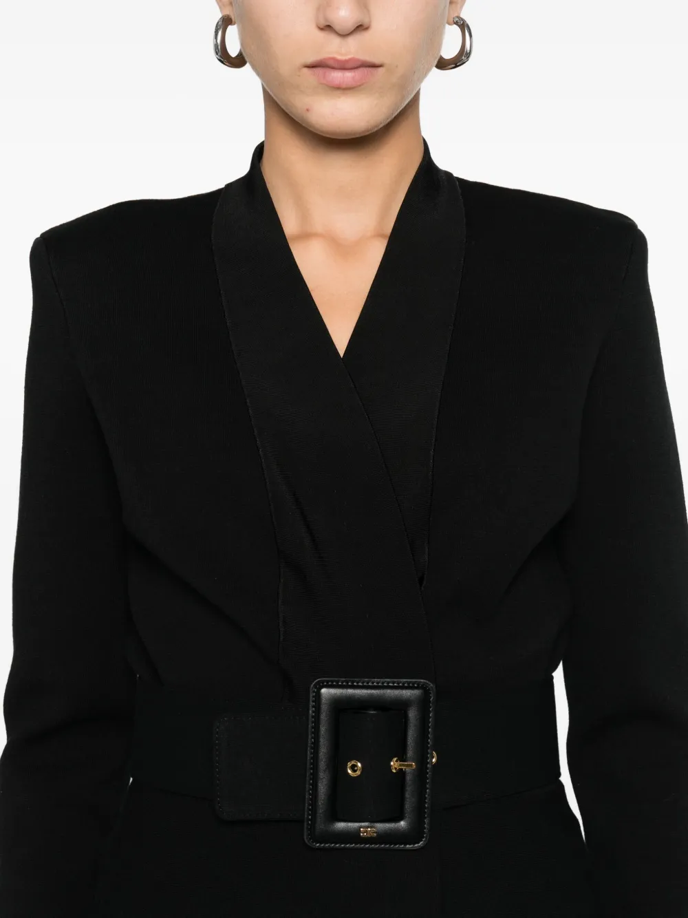 Elisabetta Franchi Belted Blazer In Black
