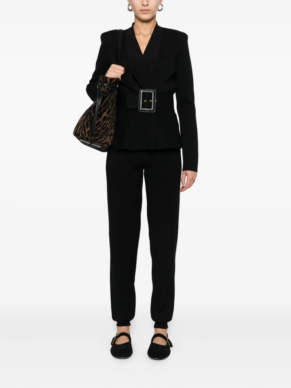 Elisabetta Franchi Belted Blazer In Black