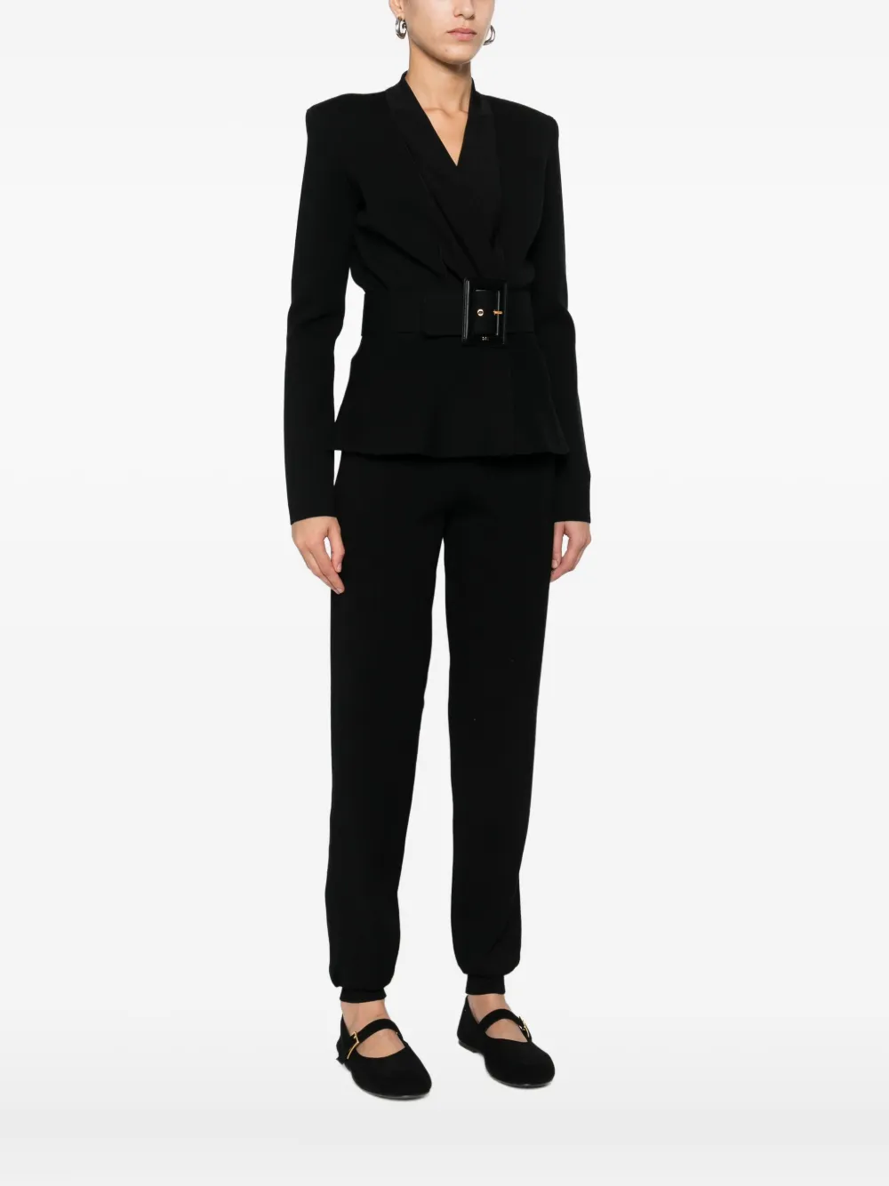 Elisabetta Franchi Belted Blazer In Black
