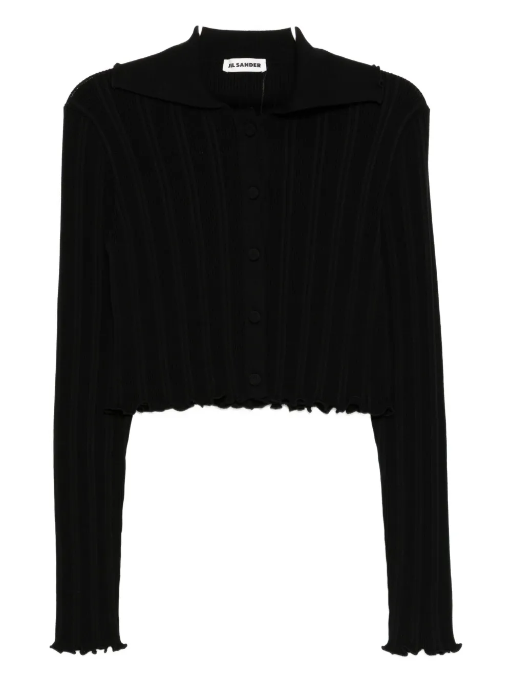 Jil Sander Frilled Cardigan In Black
