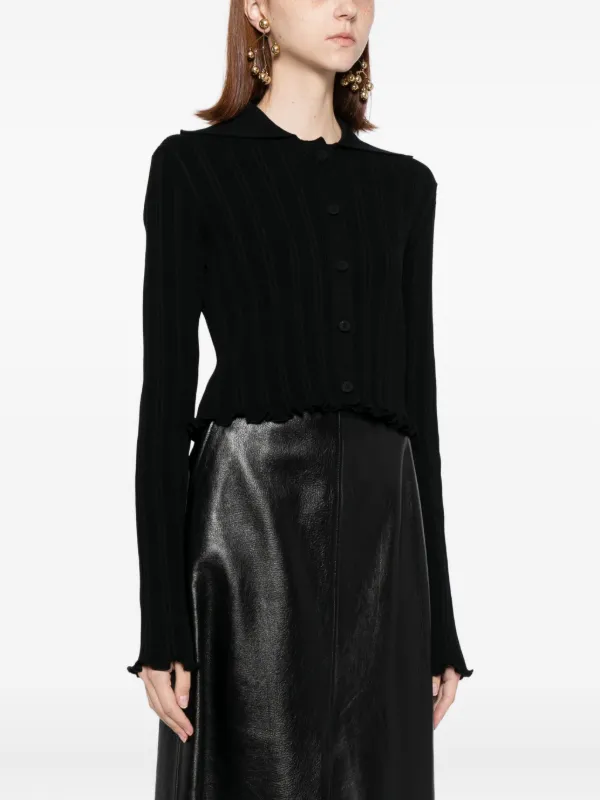 Jil Sander Frilled Cardigan | Black | FARFETCH