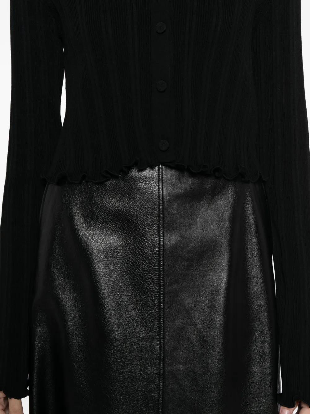 Jil Sander Frilled Cardigan In Black
