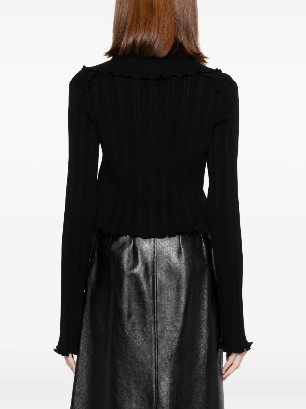 Jil Sander Frilled Cardigan In Black