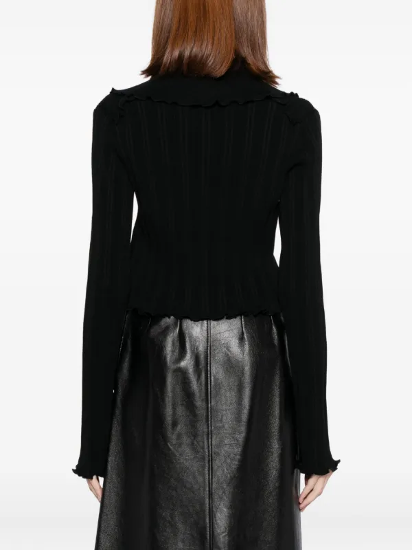 Jil Sander Frilled Cardigan | Black | FARFETCH
